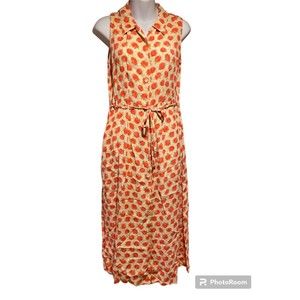 April Cornell Floral vintage XS dress Tie Back Maxi Side Pockets Button …